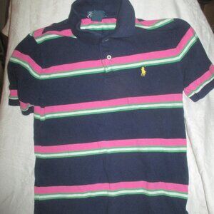 Polo Ralph Lauren Polo Shirt Boy’s Size Medium 10-12 Navy Blue Striped